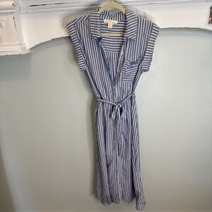 Monteau Los Angeles Casual Dress Blu and White Stripes Size S